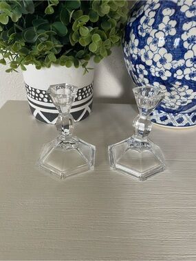 24% Full Lead Crystal Candle Stick Holders Vintage. Set of 2 American Made